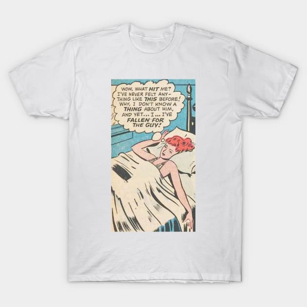 Comic woman in bed thinking T-Shirt by Comic Dzyns